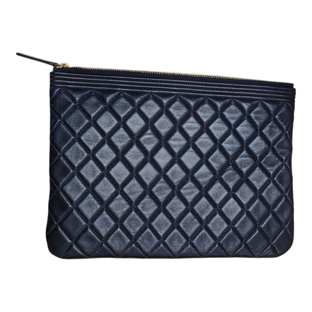 Chanel Blue Quilted Leather Clutch - Picture 2 of 10